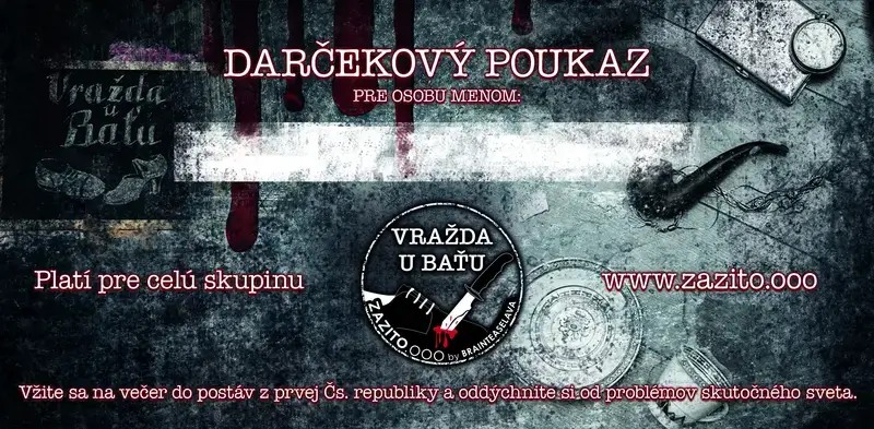 Vražda u Baťu - Darčekový poukaz - Mystery Dinner